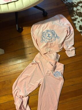 Juicy Couture Light Pink Velour Two-Piece Tracksuit Set
